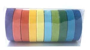 10 rollos de cinta adhesiva de colores sólidos álbumes de recortes colección de arte papel artesanía T - Imagen 1 de 1