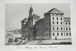 Genua Italien Italia Albergo Armen Hospital echter alter Kupferstich 1835 - Bild 1 von 1