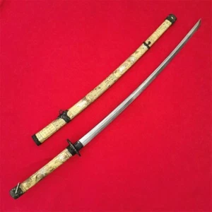 Japanisches Schwert Samurai Katana signiert Damast Stahl Klinge Kupfer Tier Saya Q# - Bild 1 von 13