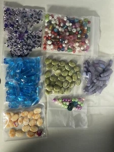 Jewelry making beads Glass & Stone Drilled 10.4 Oz Hundreds Of Beads - Picture 1 of 9