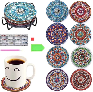 8 Pcs Diamond Painting Coasters, Betterjonny DIY Mandala Coasters Diamond Pai... - Picture 1 of 6