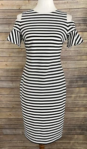 Calvin Klein Damen Kleid schwarz weiß gestreift Cold Shoulder Dress Gr. 4 - Bild 1 von 10