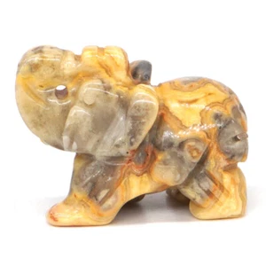 Estatuilla de animales tallados cristal de ágata loca de 1,5" de gemas naturales elefante curación - Imagen 1 de 6