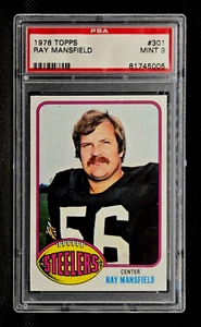 1976 TOPPS FOOTBALL #301 STEELERS RAY MANSFIELD PSA 9 MINT WELL CENTERED - Picture 1 of 2