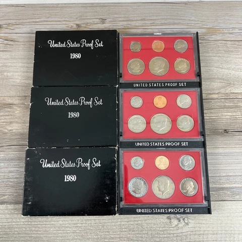 United States Proof Sets 1980 Susan B. Anthony Included Lot of 3 Cover