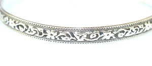 VINTAGE DANECRAFT STERLING SILVER 5.7 mm BANGLE BRACELET LEAVES FLOWERS VINE - Picture 1 of 3