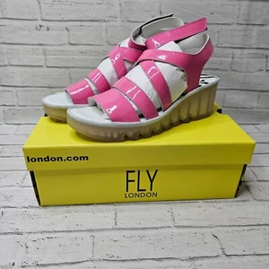 Fly London Bafy485fly hochhackige Damen-Riemchensandaletten aus Leder UK 7 Napalak-Pink - Bild 1 von 13