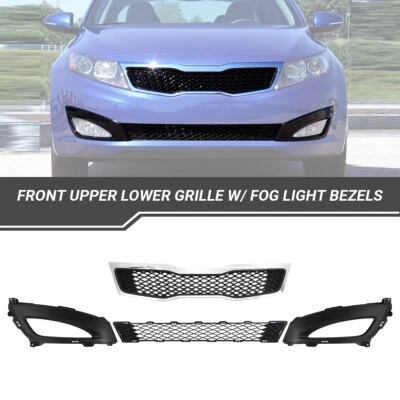 Parrilla inferior superior delantera con juego de biseles de luces antiniebla para Kia Optima LX EX 2011-2013 Foto 1 de 4