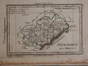 MENTELLE CARTE DEPARTEMENT herault  fin XVIIIeme - Picture 1 of 1