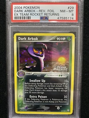 2004 Pokemon EX Team Rocket Returns Dark Arbok Reverse Foil 29/109 PSA 8 NM-MT - Image 1 of 2