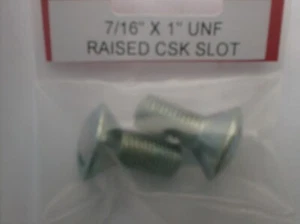 RAISED COUNTERSUNK SLOT SCREWS 7/16" UNF X 1" LONG X 2 - Picture 1 of 2