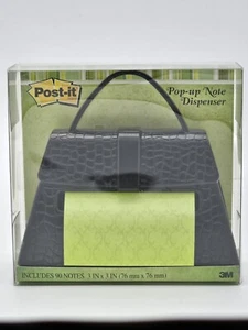 Post it Pop Up Note Dispenser Black Handbag Purse Weighted 3M Desk Decor *NEW* - Picture 1 of 6