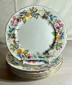 6 Shelley Spring Bouquet Gainsborough Shape 8" Salad Plates - Picture 1 of 2