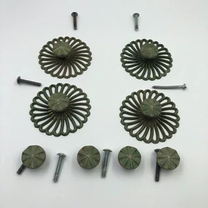 Vintage Hollywood Regency Cabinet Drawer Pulls 4 Large & 4 Small - Picture 1 of 4