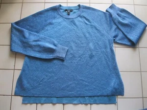 GORG! SUÉTER J.CREW AZUL BRILLO METÁLICO alto bajo LADO DIVIDIDO cuello redondo M - Imagen 1 de 5