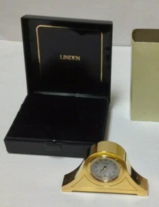 Linden Golden Miniature Clock with CASE #1130 New! - Picture 1 of 8