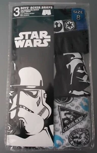 DISNEY BOYS' STAR WARS REBEL BOXER BRIEFS - 3 PR.- GRAY - GRAPHIC - SIZE 8 - NIB - Picture 1 of 4