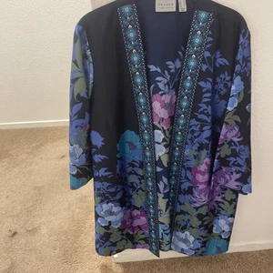Wunderschöne Susan Graver lebendige Blumen vorne offen Topper-Medium - Bild 1 von 11