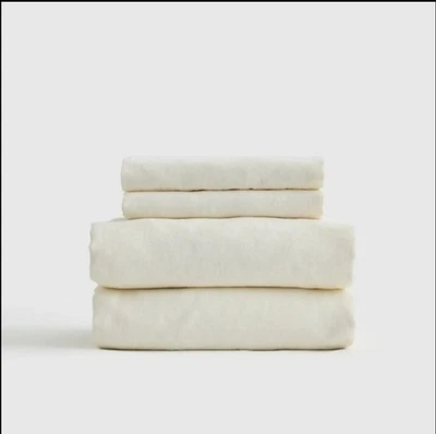 NWT! Quince Organic Brushed Cotton Ivory Sheets & 2 Pillowcases! King (970) - Image 1 of 4