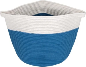 Nat & Jules 12 inch Flexible Woven Fabric Storage Basket: Cream and Navy Blue - Picture 1 of 6