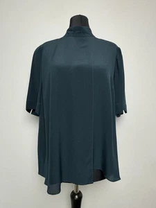 Blusa Madeleine 100 % seda talla 42 parte superior azul petróleo 7858 - Imagen 1 de 5