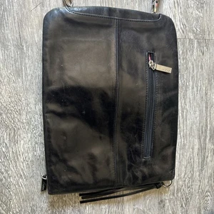 Rare Hobo Flat Crossbody Black Purse Bag Travel I23 - Picture 1 of 8