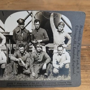 Magellans of The Air First Encircled Earth by Plane Aviation Keystone Stereoview - Picture 1 of 6
