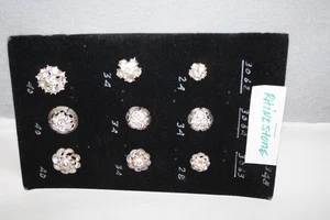 Antique/Vintage Clear Rhinestone Crystal Shank Buttons (9) Varied Sizes 24-40mm - Picture 1 of 5