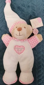 Keel Toys Goodnight Bear teddy pink white soft toy smaller version 25cm - Picture 1 of 11