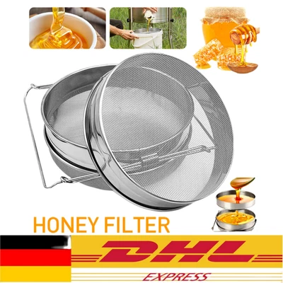 Edelstahl Honig Sieb Doppelsieb Honigsieb 2-tlg Filter Schmutzfänger Absetztank - Bild 1 von 4