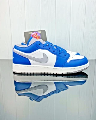 Talla 7Y Grade School- Nike Air Jordan 1 Low True Blue Cement 553560-412 Foto 1 de 4