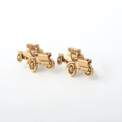 Vintage Car Cufflinks 14K Yellow Gold - Image 1 of 3
