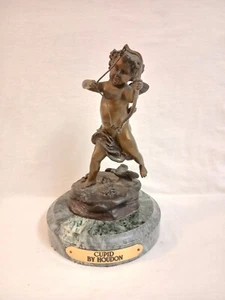 Vintage Cupid by Houdon 9" Bronze Sculpture w/Marble Base Replica 1980 - Picture 1 of 16