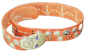 Cintura vintage in pelle ""made in marocco"" in pelle con 36 monete vintage leggere - Foto 1 di 8