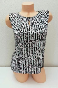 Tahari ASL Petites türkis lila U-Ausschnitt Bluse Top Größe Small PS - Bild 1 von 6