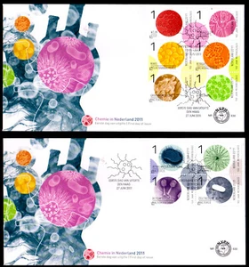 PAÍSES BAJOS - 2011 100 AÑO DE NED. SOCIEDAD DE MICROBIOLOGÍA - JUEGO DE 2 FDC - Imagen 1 de 4
