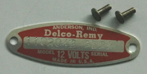 1956-61 1102043 GENERATOR TAG CORVETTE - NEW - DATE OF YOUR CHOICE WITH RIVETS - Foto 1 di 1