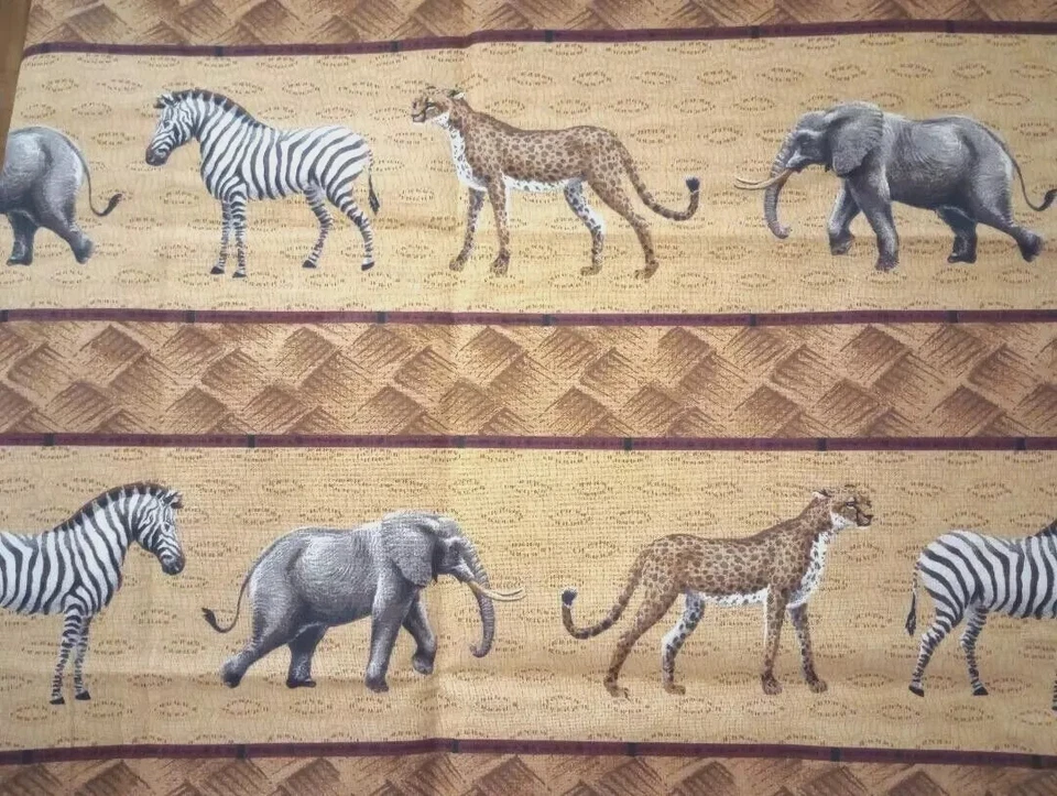 jungle animals zebra fun fabric length  elephant piece 25 x 10.5 inch - Image 1 of 2