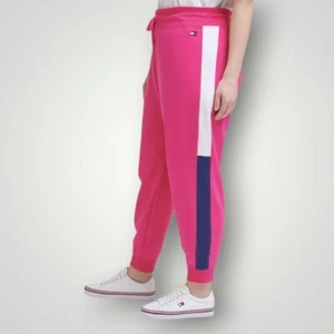 Tommy Hilfiger Sport rosa colorblock joggers 1x più pantaloni lounge tempo libero nuovi - Foto 1 di 10