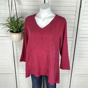 Kleen Raspberry Pink Ribbed Tencel Tunic Top Hi-Low Lagenlook Pocket Size S - Picture 1 of 7