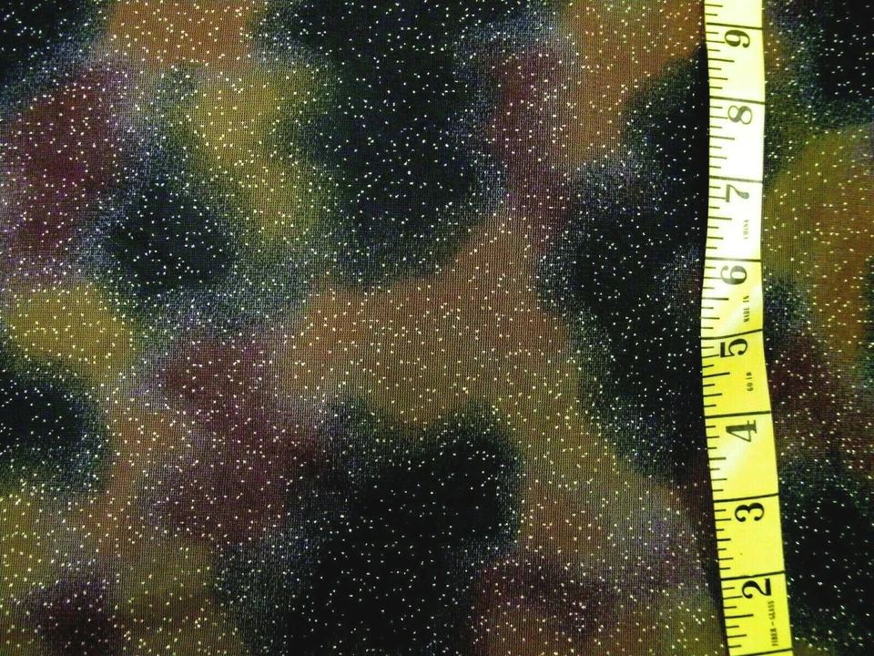 HALLOWEEN COLORS WITH  GOLD GLITTER ON MESH SHEER FABRIC  38X60 INCHES - Image 1 of 1