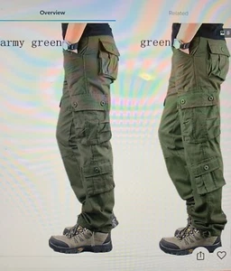 Pantalones de carga tácticos de algodón verde militar para hombre, talla 44 - Imagen 1 de 2