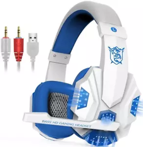 Stereo PC Bass HD Gaming Headset 3.5mm Headphones Stereo Bass Surround with LED - Picture 1 of 8