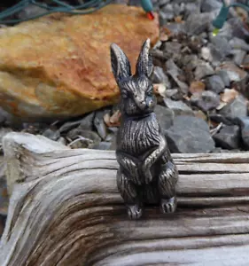 Antique Bronze BUNNY RABBIT Metal Knob Drawer Pull Cabinet Nature Animal - Picture 1 of 5