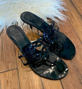 Elegant Valentino Garavani Black Slide Pumps Leather Shoes Medium Heels Size 8.5 - Picture 1 of 21