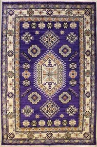 Alfombra de área púrpura Rugstc 4x6 Senneh Chobi Ziegler, tinte natural, anudada a mano, lana - Imagen 1 de 5