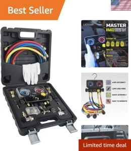 Manifold Gauge Set R410A R134A HVAC 5FT Hoses AC Recharge Diagnostic Kit - Picture 1 of 8