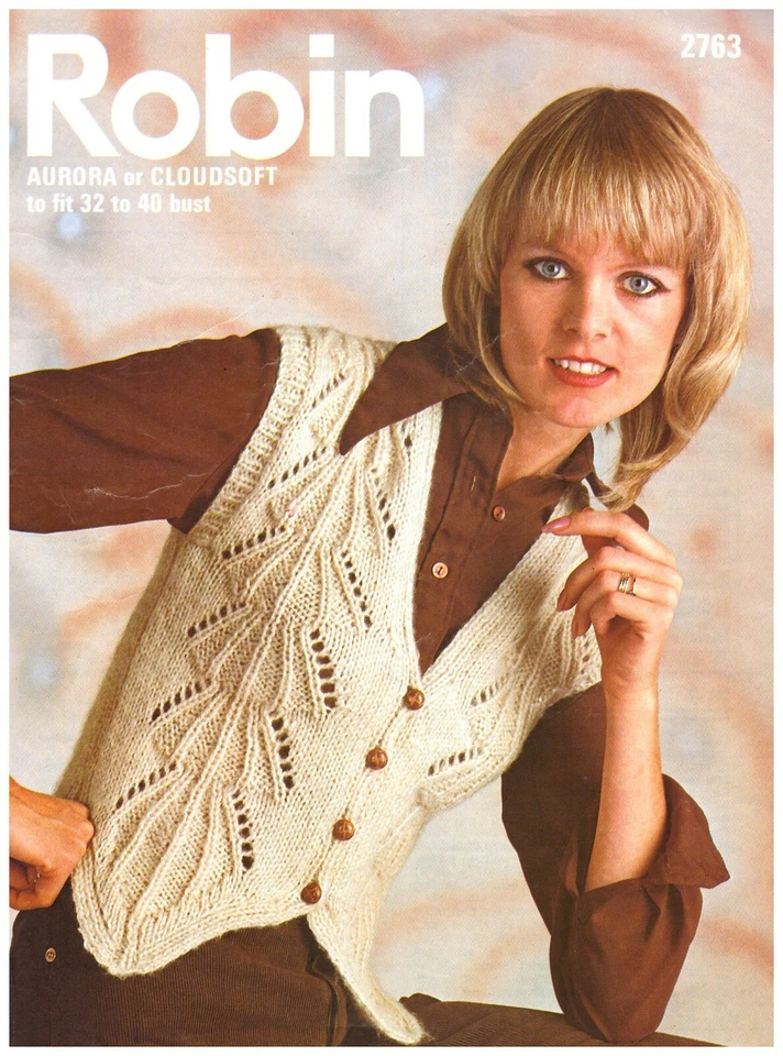 Vintage Knitting Pattern. Lady's Waistcoat. 32-40 Inch Bust. Aran Wool. - Image 1 of 1