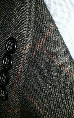 NEW 38R Men's Gray Red Orange Check Tweed Plaid Wool Blazer Sport Coat Jacket - Image 1 of 4