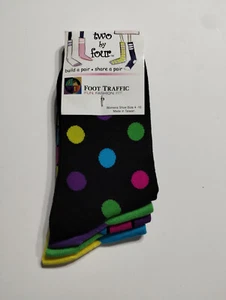 4 Pair Socks  Foot Traffic Dots Squares Green Blue - Picture 1 of 7